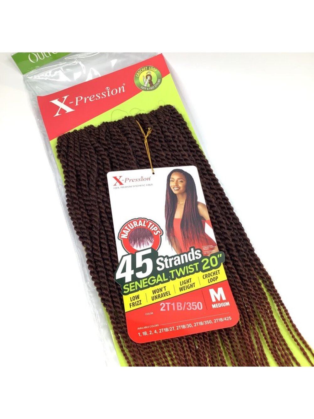 X-Pression Senegal Twist 20" Hair Extensions 45 Strands 2T1B/350 Crochet Loop